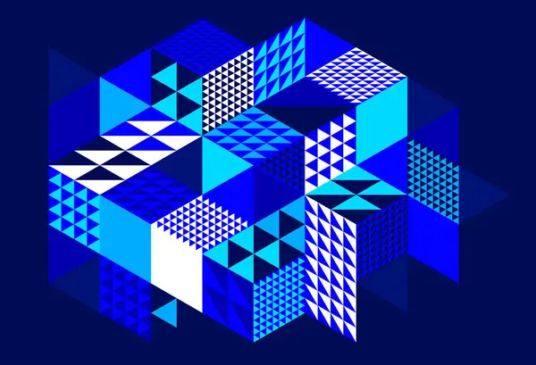 Vecteur Bleu Foncé Abstrait Fond Géométrique Avec Des Cubes Des — Image vectorielle