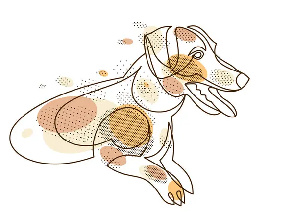 Adorable Playful Jack Russel Terrier Vector Line Art Illustration Isolated — ストックベクタ