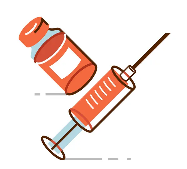 Vaccination Theme Vector Illustration Syringe Vial Isolated White Epidemic Pandemic — Stock Vector