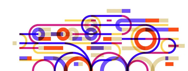 Geometric Background Circles Lines Vector Art Abstract Composition Technical Plan Ilustrações De Stock Royalty-Free