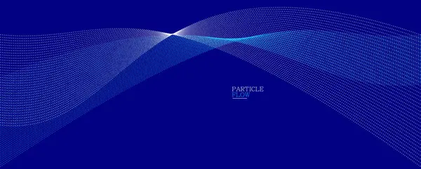 ダークブルーの風通しの良い粒子の流れベクトルデザイン 流れるドット配列の波と抽象的な背景 デジタル未来図 ナノ技術テーマ ロイヤリティフリーストックベクター