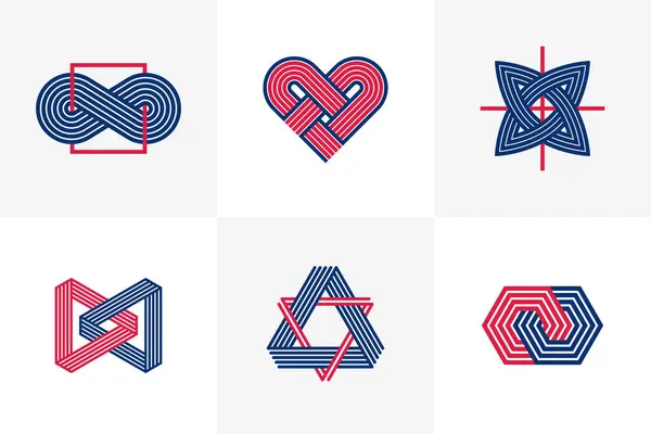 Elementos Diseño Gráfico Para Creación Logotipos Líneas Entrelazadas Colección Iconos Vector de stock