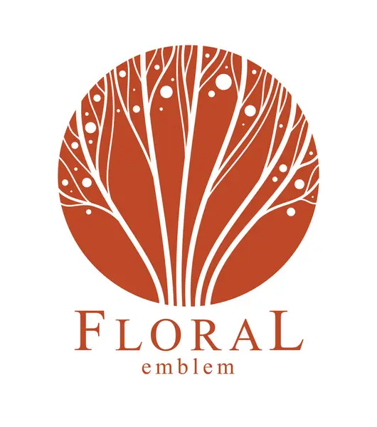 Elegante Monograma Floral Vectorial Aislado Diseño Gráfico Deja Logotipo Emblema Ilustración de stock