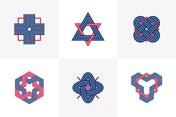 Elementos Diseño Gráfico Para Creación Logotipos Líneas Entrelazadas Colección Iconos Gráficos vectoriales