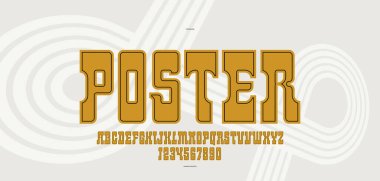 Amerikan tarzı büyük serif yazı tipi, vahşi batı salonu ve logolar için batı vektör tipografisi, klasik Amerikan tarzı kalın yazı tipi, posterler ve manşetler için yazı tipi.