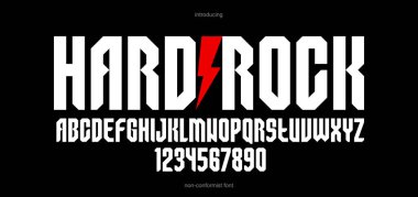 Logo oluşturma için kalın ve ağır geometrik yazı tipi, modern geometrik vektör yazı tipi, yuvarlak elemanları olmayan tipografi, sadece köşeler ve düz çizgiler geometri.