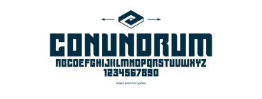 Geometric bold sans serif yazı karakteri, vektör kalınlığında ve çok büyük basit basit yazı tipi, poster ve reklam harfleri ve logo başlıkları veya sloganlar için rakamlar alfabesi.