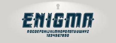 Amblem ve logolar için mistik vintage yazı tipi, alfabe harfleri ve manşetler ve markalar için sayı tipografisi, antik tarzda sihirli lüks yazım hatası, italik versiyonu.