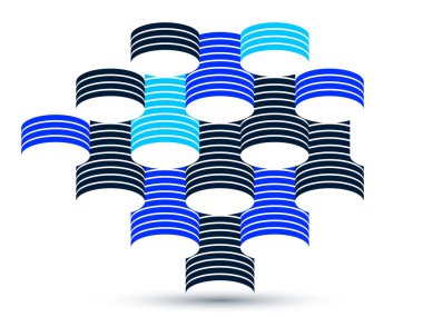 Soyut modern mimari vektör geometrik arkaplan, silindir, tüp ve boru ritmik optik sanatı ile üç boyutlu izometrik desen.
