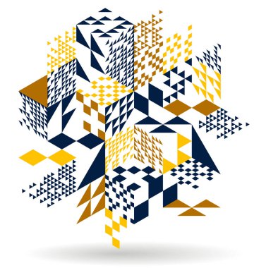 Isometric 3D küp vektörü soyut geometrik arkaplan, sarı soyut sanat mimarisi şehir binaları teması, kübik şekiller ve düşük kombinasyon biçimi.