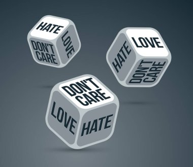 Aşk ve nefret duyguları aşk ilişkileri vektör illüstrasyonunda, eşinin artık konsepti umursamadığı an.