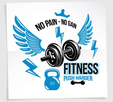 Halter Kulübü vektör promosyon el ilanı disk ağırlık aptal-bell ve su ısıtıcısı çan spor ekipmanı kullanarak oluşur. Hayır hiçbir kazanç yazma ağrı.