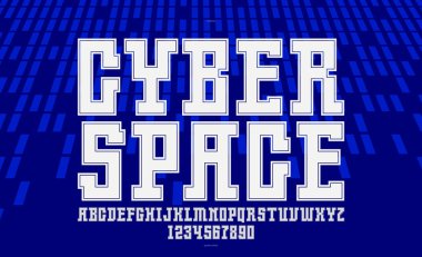 Logo ve posterler için teknoloji ve gelecek tarz yazı tipi, modern minimal stil vektör yazı tipi, geometrik tasarım alfabesi harfleri ve numaraları, yüksek teknoloji.