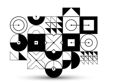 Soyut vektör geometrik arkaplan, teknoloji mühendisliği şekil ve çizgi bileşimi gibi görünüyor, mekanik motor endüstrisi tarzı, siyah ve beyaz.