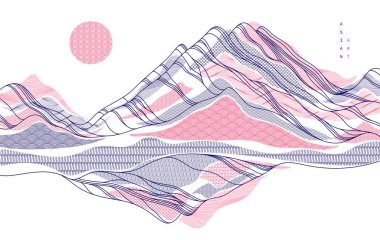 Doğa sanatı oryantal Japon tarzı vektör soyut arkaplan, su şekilleri ve dokuları gibi sulu..