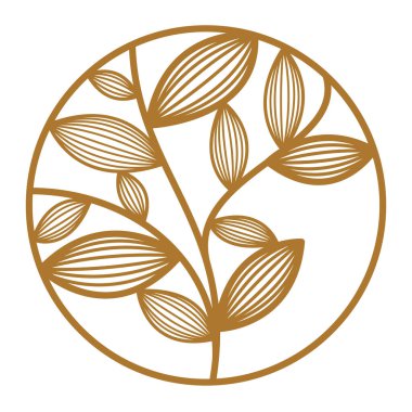 Tarz vektörü çiçek desenli monogram, grafik tasarım logo ya da amblemi daire şeklinde bırakır, butik, otel ya da salon logosu için şablon, klasik tarz doğrusal element.