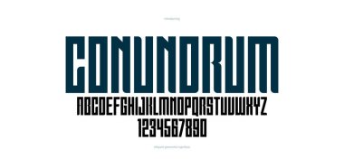 Geometric bold sans serif yazı karakteri, vektör kalınlığında ve çok büyük basit basit yazı tipi, poster ve reklam harfleri ve logo başlıkları veya sloganlar için rakamlar alfabesi.