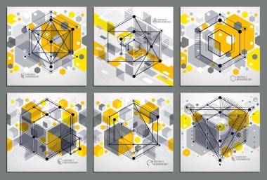 Geometrik öğeleri mavi arka plan, çeşitli geometrik sanat yaratıcı ayarla, illüstrasyon vektör. Perspektif planı mekanizması, düzen. Tasarımlarınız için mükemmel arka plan