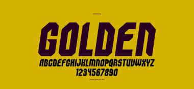 Logo oluşturma için kalın ve büyük italik ağır geometrik yazı tipi, modern geometrik vektör yazı tipi, yuvarlak elementleri olmayan tipografi, sadece köşeler ve düz çizgiler geometri.