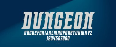 Amblem ve logolar, başlıklar ve başlıklar için kalın ve güçlü yazı tipi, imparatorluğun eski antika tarzında italik tipografi, muazzam ve zarif yazı tipi.