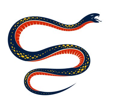 Yılan vektör dövmesi, ölümcül zehir tehlikeli yılan, zehir agresif yırtıcı sürüngen hayvan stili illüstrasyon.