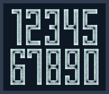 Asgari geometrik siber punk sayıları, geometri minimalist kare tarzı vektör sayıları, gelecekteki teknoloji basit kentsel sayılar.