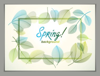 Bahar yatay afiş tasarımı, yeşil ve taze yapraklar vektörü çiçek güzel arka plan, bahar indirimi, reklam afişi, broşür veya broşür tasarımı. Şık botanik çizimler, çevre.