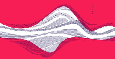 Japon stili soyut çizimler kırmızı renkte, arka plan Asya geleneksel tarzında, dalgalı şekiller ve dağlık arazi deniz hatları gibi akıcı..