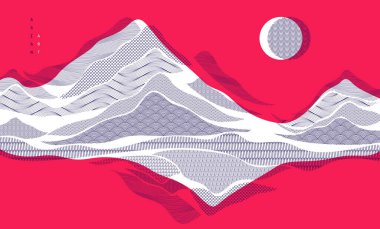 Doğa sanatı oryantal Japon tarzı vektör soyut arka plan kırmızı renklerde, su şekilleri ve dokuları gibi akışkan.