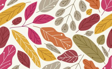 Sonbahar yaprakları pürüzsüz desen, vektör çeşitli sonbahar yaprakları kaplama duvar kağıdı.