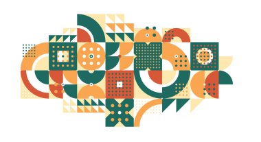 Soyut geometrik arkaplan, modüler kaplama seramik renkli etnik motif grafik tasarım kompozisyonu, yerli Amerikan Aztek süsü.