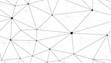 Bağlı ince çizgiler, siyah beyaz monokrom, sonsuz duvar kağıdı bilim temalı teknolojisiyle kusursuz vektör şablonu.