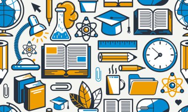 Eðitim ve çalýþma, fizik ve kimya unsurlarý içeren sonsuz duvar kağıdı vektörü bir ikon, okul öðrenimi olarak ayrý olarak kullanýlabilir..