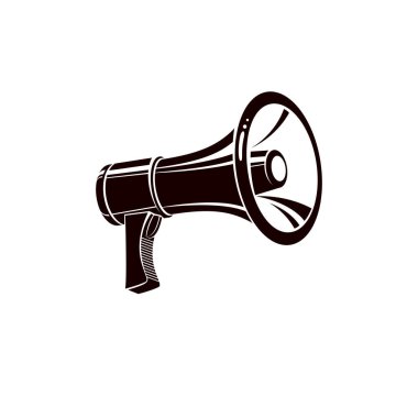 Hoparlör vektör çizim üzerinde beyaz izole. Beyin yıkama Tema, oyun ve kurgu 