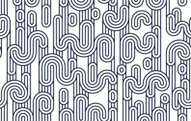 Funk çizgileri pürüzsüz desen, vektör soyut geometrik arkaplan paralel ve eğri çizgiler, Asya tarzı kiremit kaplama duvar kağıdı.