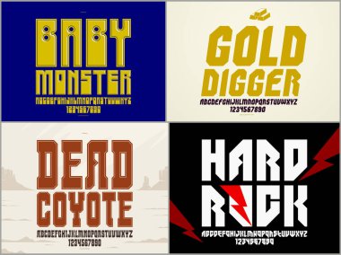 Acımasız geometrik vektör yazı tipleri seti, kalın ve devasa alfabe yazı tipleri, güçlü ve ağır yazı tipi koleksiyonu, logo oluşturma için kullanışlı, şehir harfleri seti.