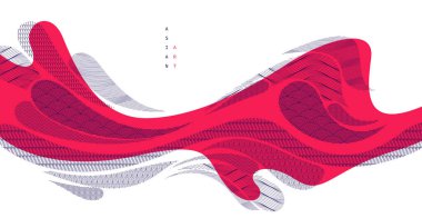 Doğa sanatı oryantal Japon tarzı vektör soyut arka plan kırmızı renklerde, su şekilleri ve dokuları gibi akışkan.