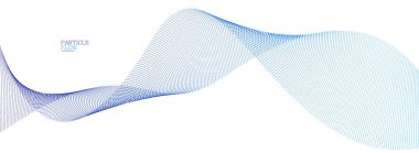 Mavi hava parçacıkları akış vektör tasarımı, dalgalı noktalar dizisi ile soyut arkaplan, dijital fütüristik illüstrasyon, nano teknoloji teması.
