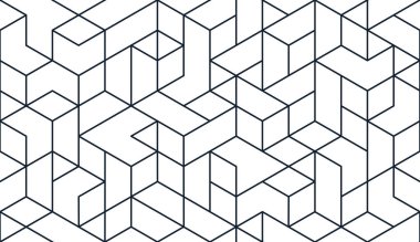 Soyut küpler mimari arka plan, 3 boyutlu bloklar, geometrik doğrusal çokgen duvar kağıdı, izometrik kübik kiremit deseni,.