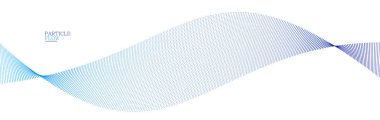 Mavi hava parçacıkları akış vektör tasarımı, dalgalı noktalar dizisi ile soyut arkaplan, dijital fütüristik illüstrasyon, nano teknoloji teması.