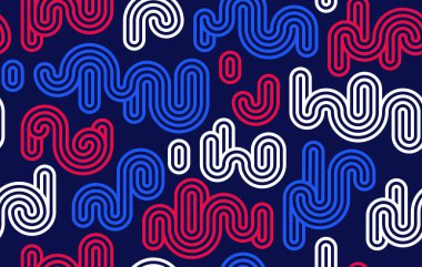 Eğri şekilli desenler, vektör soyut arkaplan karalama geometrik eğrileri ile erime ve akışkan şekiller, çizgili doğrusal sonsuz duvar kağıdı.