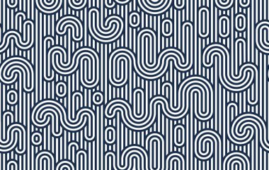 Funk çizgileri pürüzsüz desen, vektör soyut geometrik arkaplan paralel ve eğri çizgiler, Asya tarzı kiremit kaplama duvar kağıdı.
