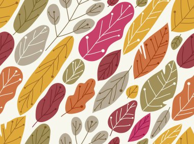Sonbahar yaprakları pürüzsüz desen, vektör çeşitli sonbahar yaprakları kaplama duvar kağıdı.