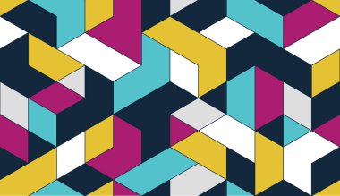 Soyut küpler mimari arka plan, 3 boyutlu bloklar, geometrik doğrusal çokgen duvar kağıdı, izometrik kübik kiremit deseni,.