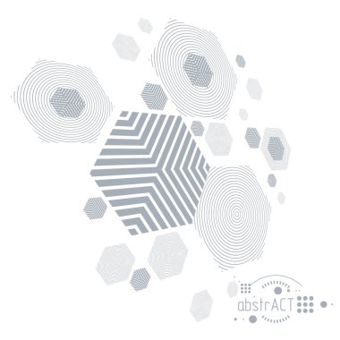 Mekanik şema, daire ve altıgenli vektör mühendisliği çizimi. Teknik plan web tasarımında ve duvar kağıdı veya arkaplan olarak kullanılabilir. 