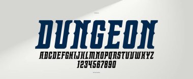 Muazzam ve muazzam destansı yazı tipi, amblemler ve logolar için klasik vektör yazı tipi, başlıklar ve başlıklar, imparatorluk gücünün eski antika tarzında tipografi, italik versiyonu.