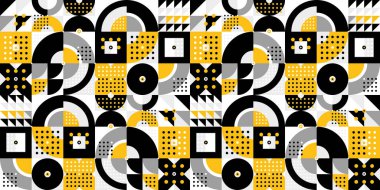 Sarı renkli kusursuz vektör soyut arkaplan, geometrik dikişsiz desen, geometrik şekilli sonsuz duvar kağıdıyla döşeme.