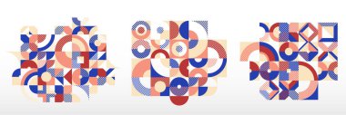 Soyut Bauhaus grafik tasarım seti, vektör soyut arkaplan modern geometrik desen, sanat duvar kağıtlarının geometri motifi, fayans kompozisyonları koleksiyonu.