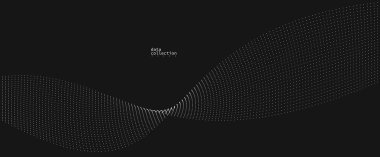 Koyu gri hava parçacıkları akış vektör tasarımı, dalgalı noktalar dizisi ile soyut arkaplan, dijital fütüristik çizim, nano teknoloji teması.