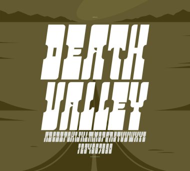 Amerikan tarzında büyük serif italik yazı tipi, logo oluşturma için vahşi batı salonu ve batı vektör tipografisi, klasik Amerika tarzında kalın yazı tipi, posterler ve manşetler için yazı tipi.